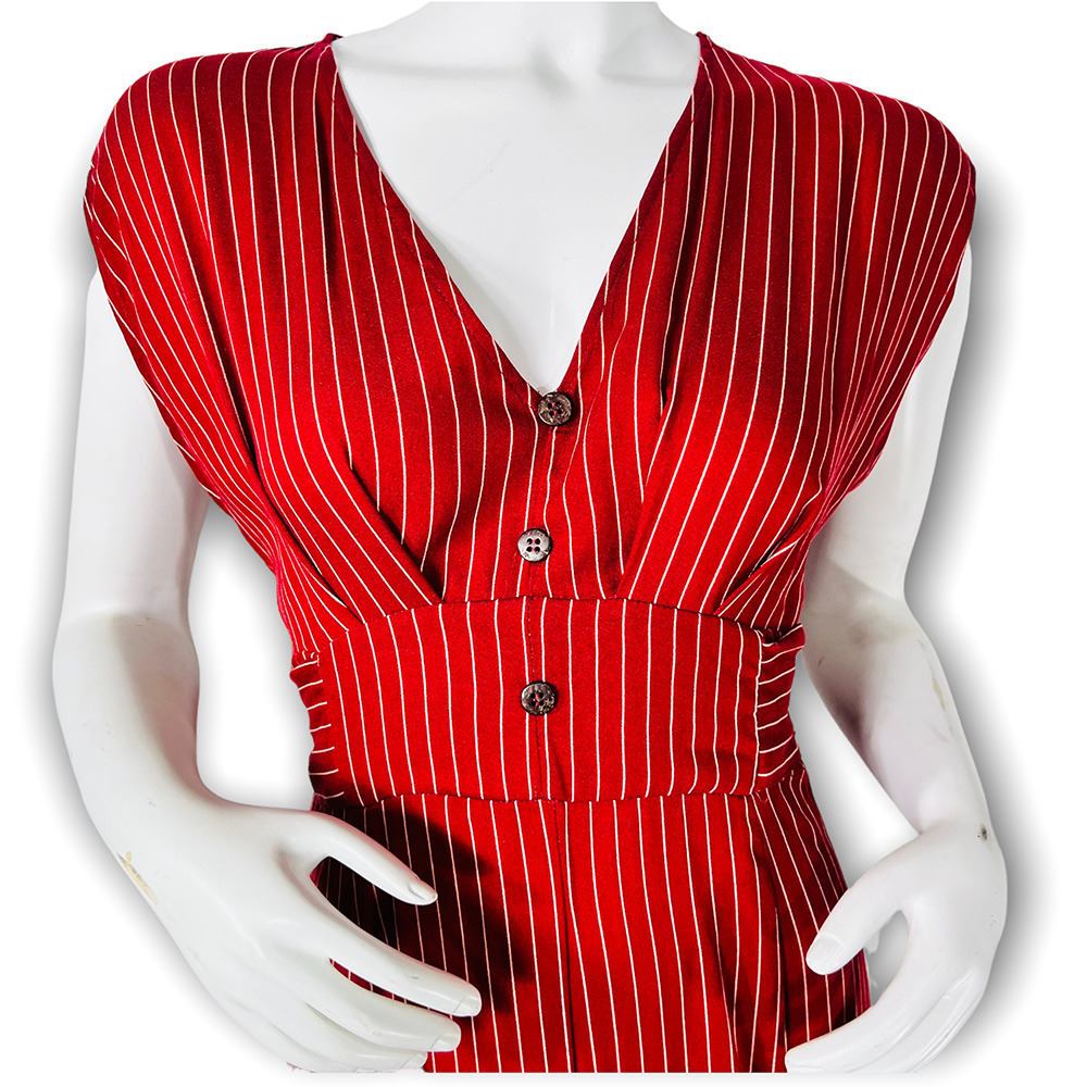 Cotton-on jenny stripe garnet delilah deep v-Neck jumpsuit - Picture 4 of 11